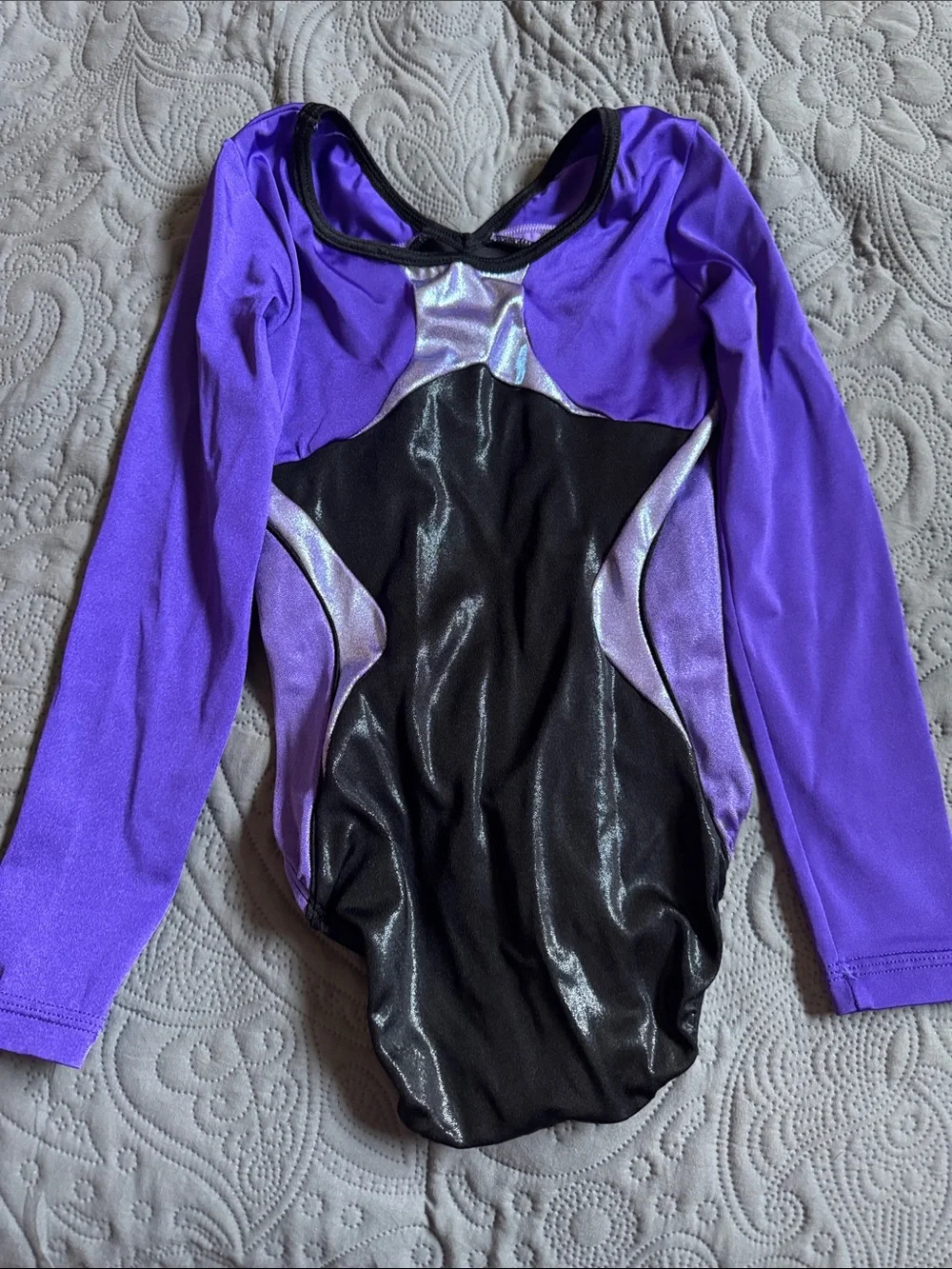 Under Armour Girls' Purple & Black Long Sleeve Gymnastics Leotard